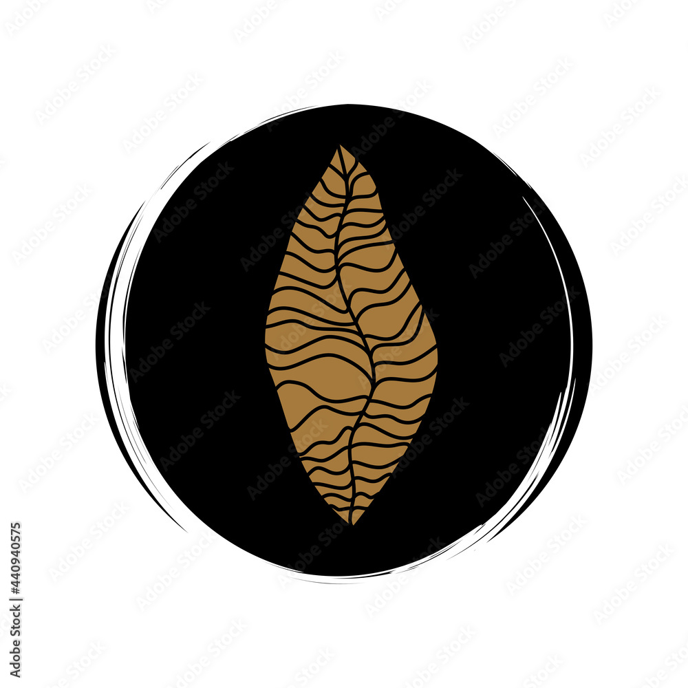 Cute logo or icon vector with leaf in contemporary abstract style, illustration on circle with brush texture, for social media story and highlights Cute logo or icon vector with leaf in contemporary abstract style, illustration on circle with brush texture, for social media story and highlights