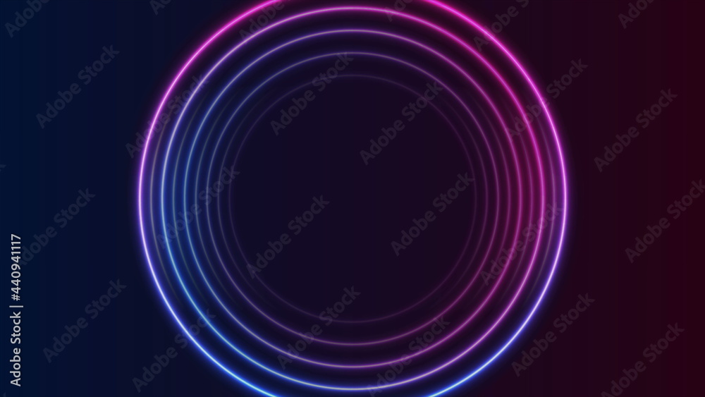 Blue and purple neon circles abstract futuristic background Blue and purple neon circles abstract futuristic background