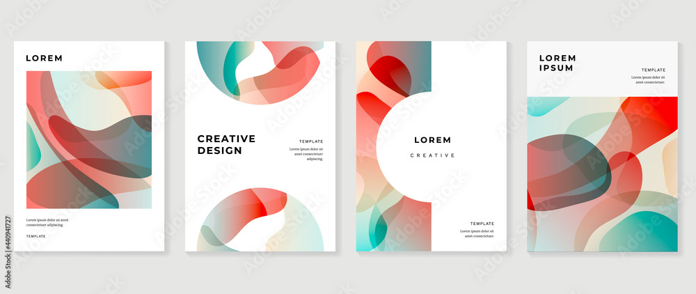 Creative cover design vector set. Watercolor book cover design, Abstract art design with colorful watercolor background. Can be use for poster, wall arts, magazine,  brochure , banner and website.