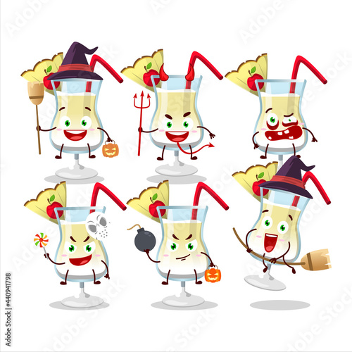 Halloween expression emoticons with cartoon character of pina colada