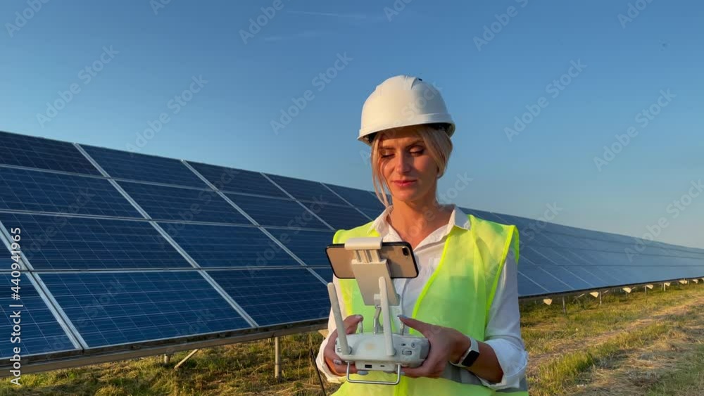 Technician and investor Using Infrared Drone Technology to Inspect Solar Panels and Wind Turbines in Solar cell Farm, Solar cells will be an important renewable energy of the future Technician and investor Using Infrared Drone Technology to Inspect Solar Panels and Wind Turbines in Solar cell Farm, Solar cells will be an important renewable energy of the future