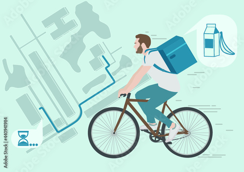 Delivery man bicycle path