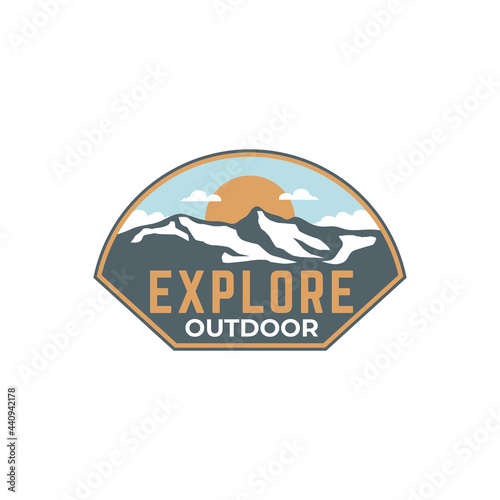 Explore mountain world vintage retro emblem patch badges outdoor adventure illustration vector