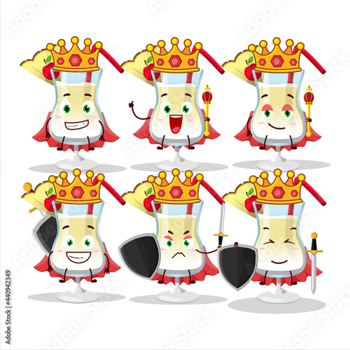 A Charismatic King pina colada cartoon character wearing a gold crown