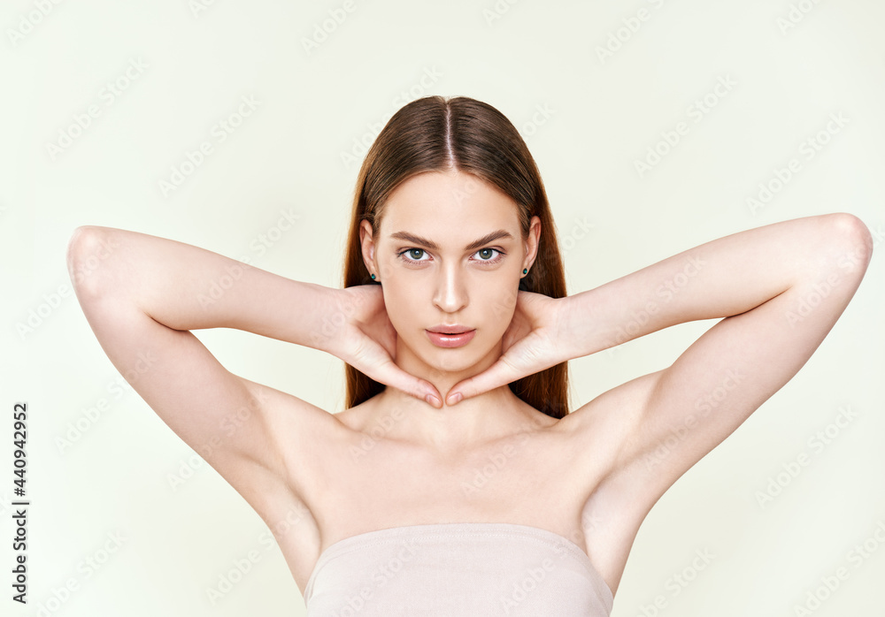 Beauty young woman portrait with natural make up and copy space Beauty young woman portrait with natural make up and copy space
