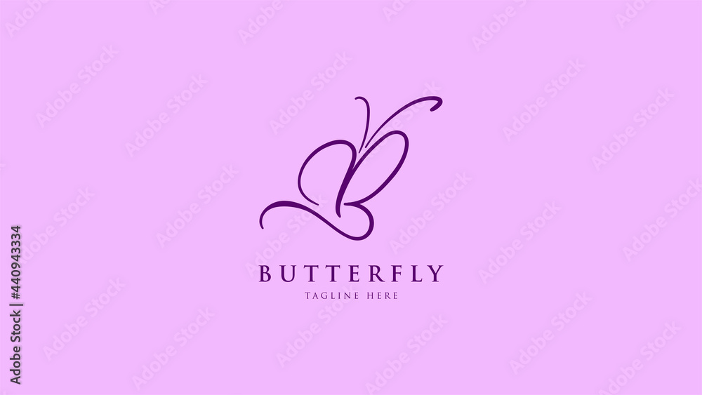 butterfly cute letter B feminine logo vector design for beauty brand