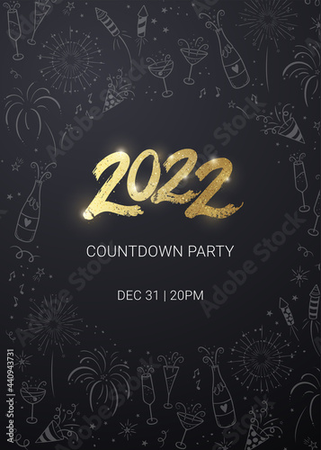 New Years template with gold and glitter font, shiny design, great for cards, banners, invitations, wallpapers, covers - vector design