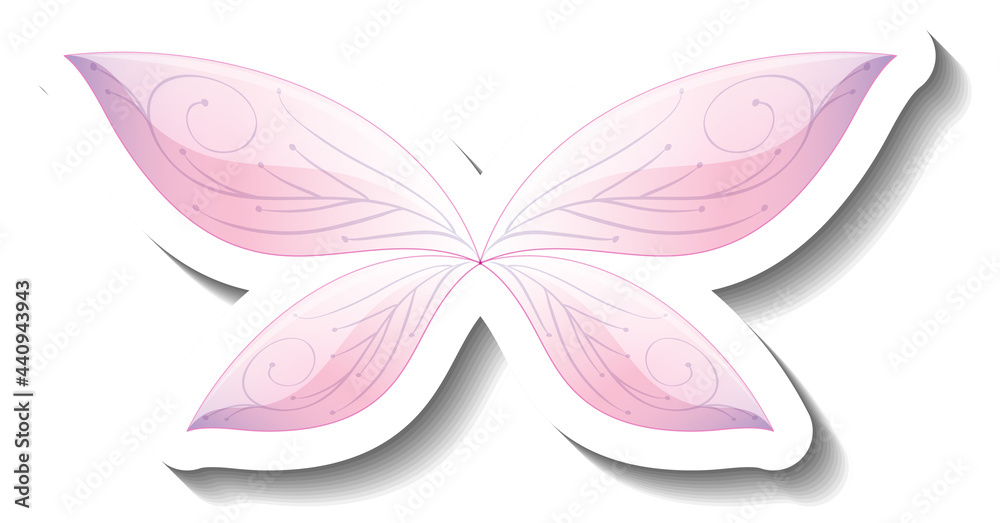 A sticker template with pink butterfly in fairytale style