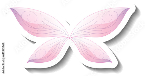 A sticker template with pink butterfly in fairytale style