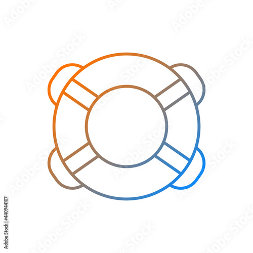 Ring buoy gradient linear vector icon. Life preserver. Round floatation device. Assisting beginner swimmer. Thin line color symbols. Modern style pictogram. Vector isolated outline drawing