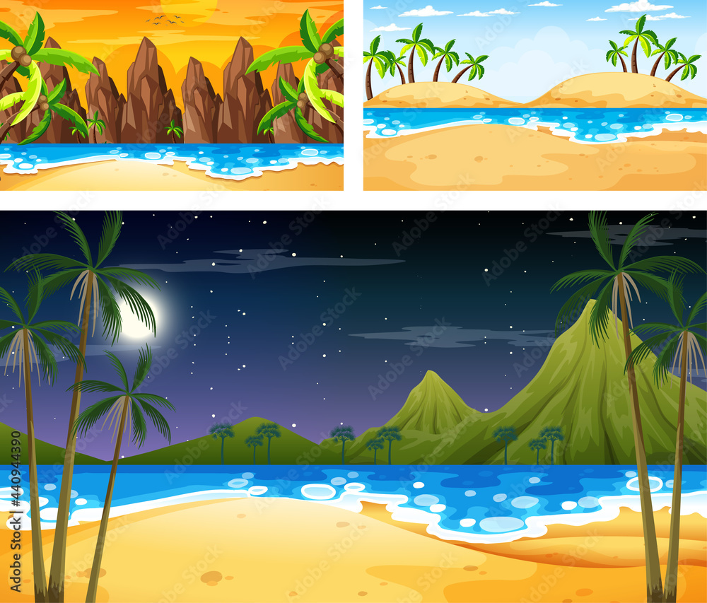 Set of different nature landscape scenes