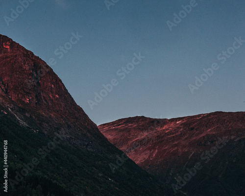 Red mountain top from a sunset