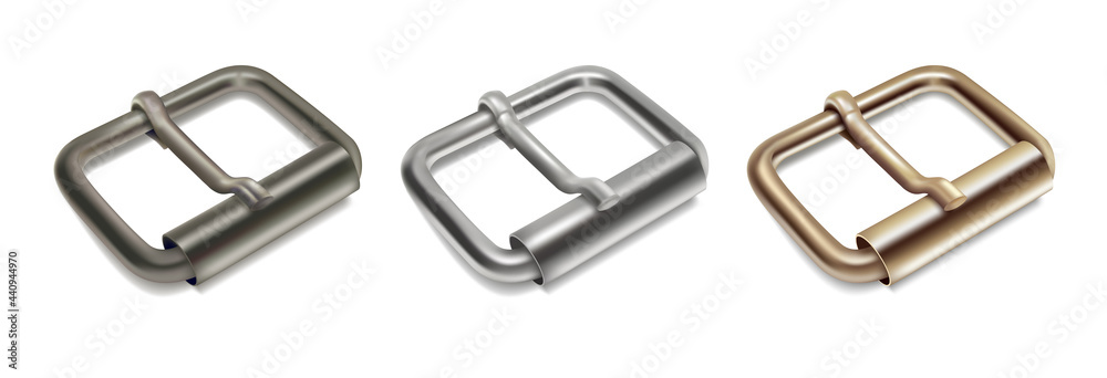 Set of acessories for bags. Buckle with a drum. 3d vector illustration Set of acessories for bags. Buckle with a drum. 3d vector illustration