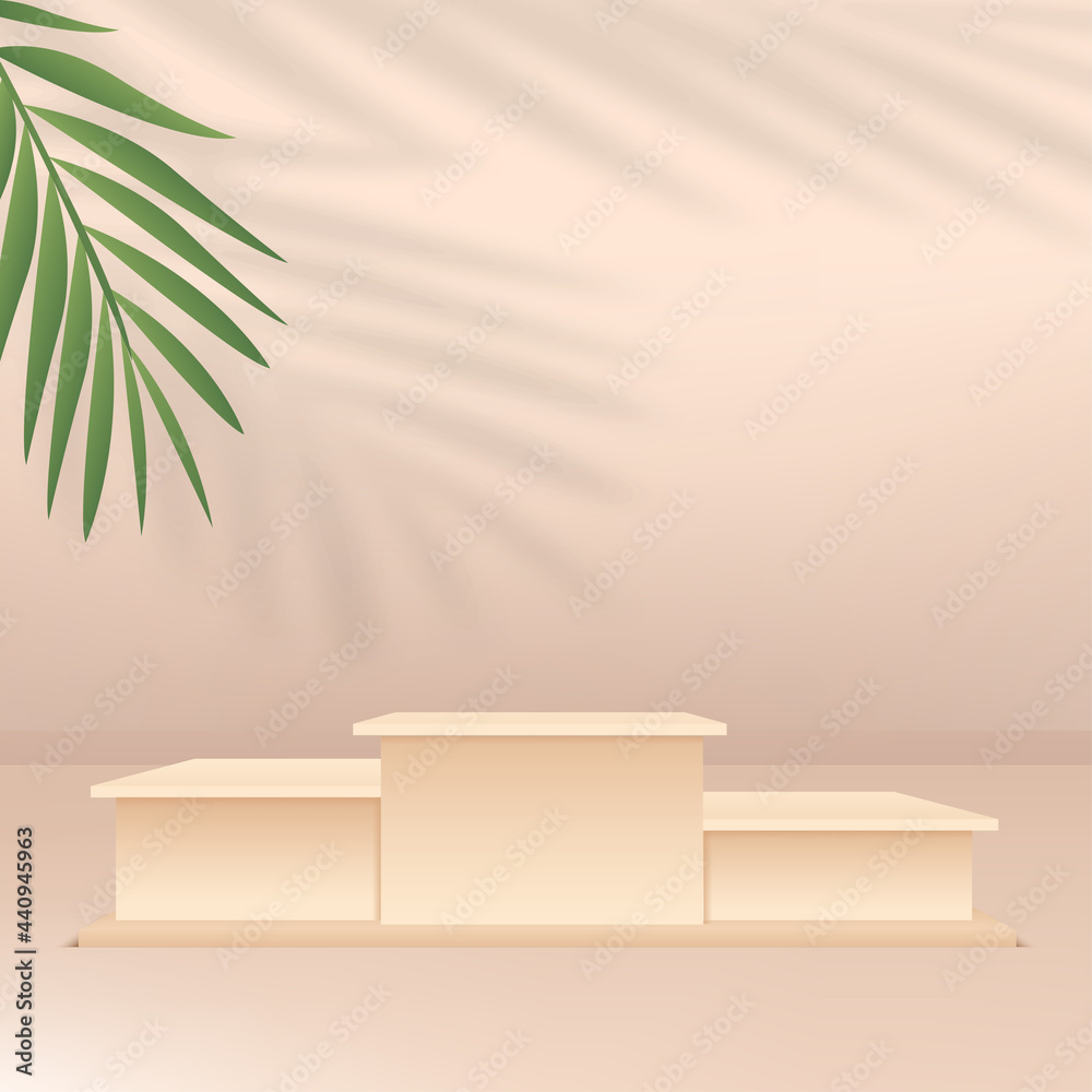 Abstract background with cream color geometric 3d podiums. Vector illustration Abstract background with cream color geometric 3d podiums. Vector illustration