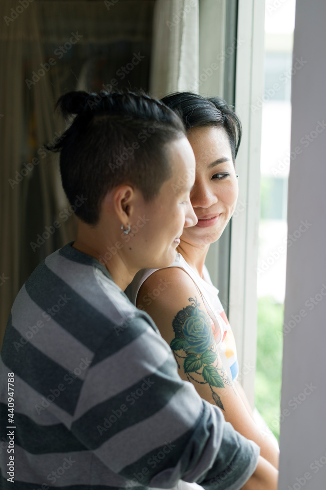 Lesbian couple spending the weekend together Lesbian couple spending the weekend together