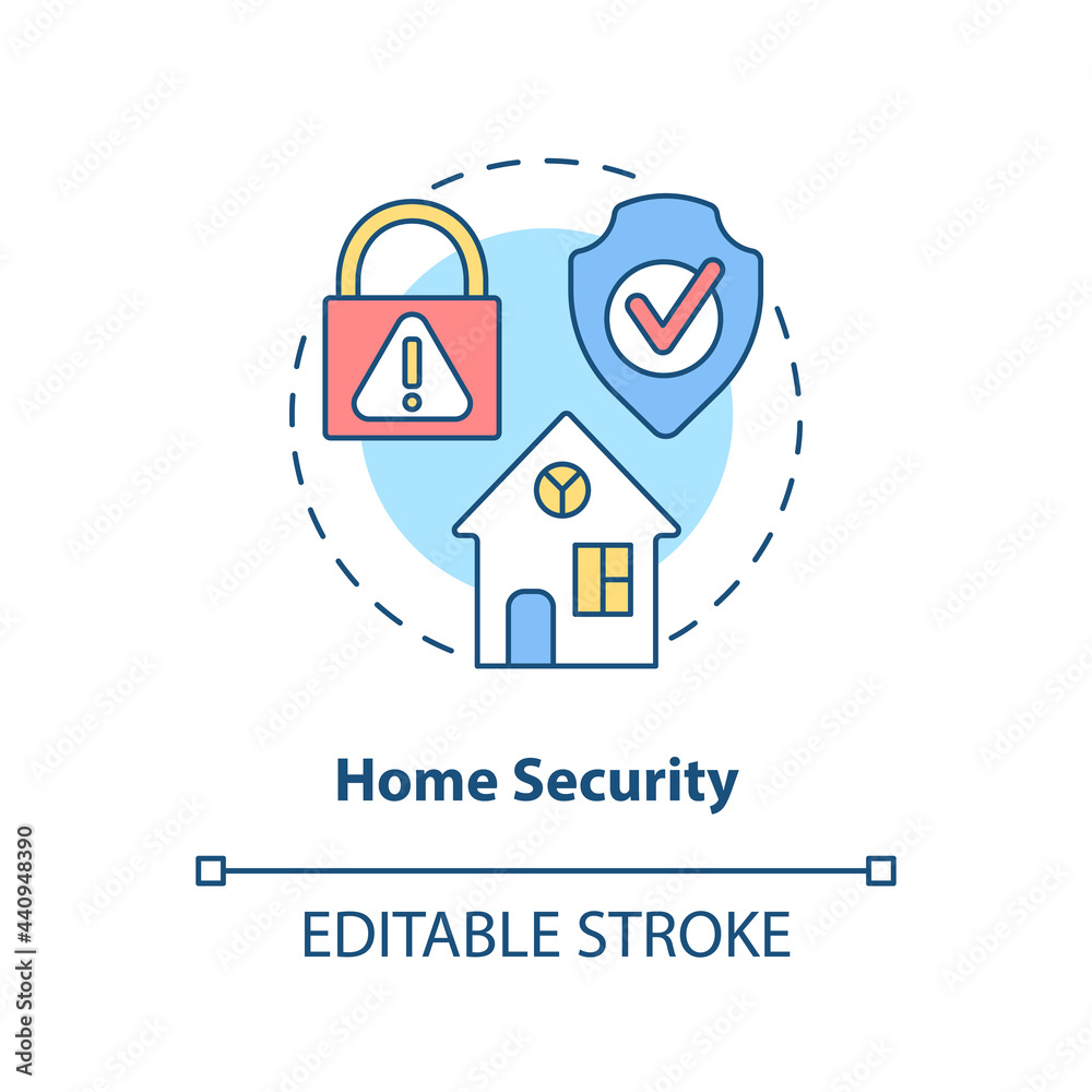Home security concept icon. Summer vacation safety abstract idea thin line illustration. Keep family safe. Household property crimes prevention. Vector isolated outline color drawing. Editable stroke