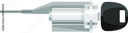 Vector icons. The key is in the car ignition switch. Starter lock for starting and stopping the car. Designed to start and stop the engine. 3d, black and white.
