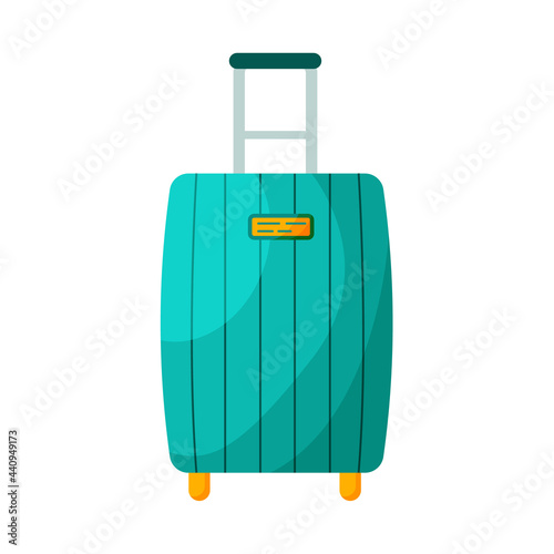 Colorful suitcase on white background.