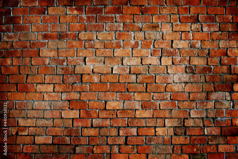 Naklejka premium Red brick wall pattern texture