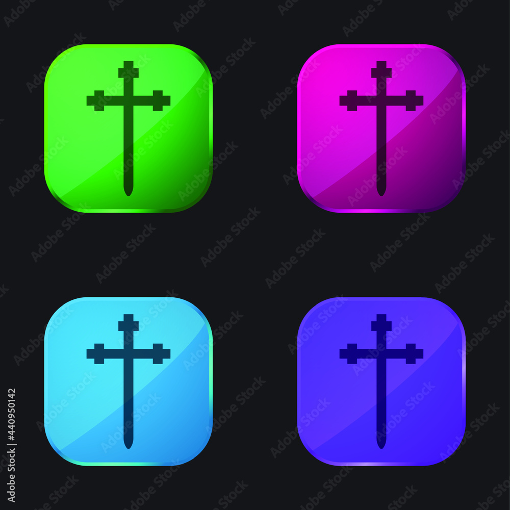  In Black Version four color glass button icon