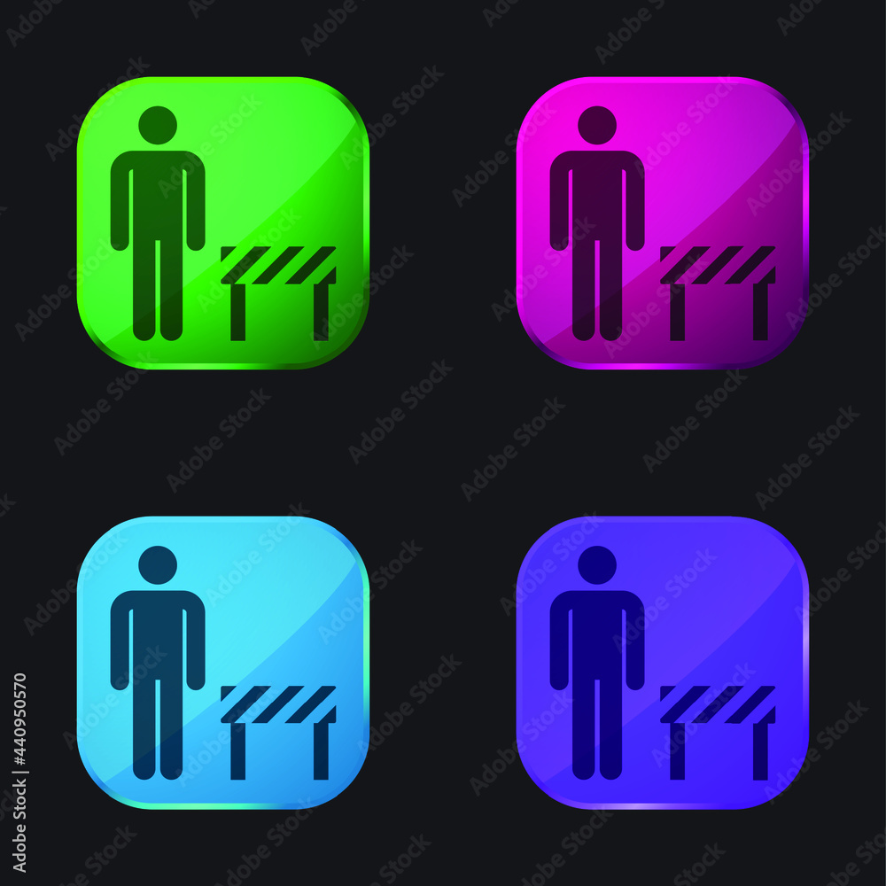 Barrier four color glass button icon