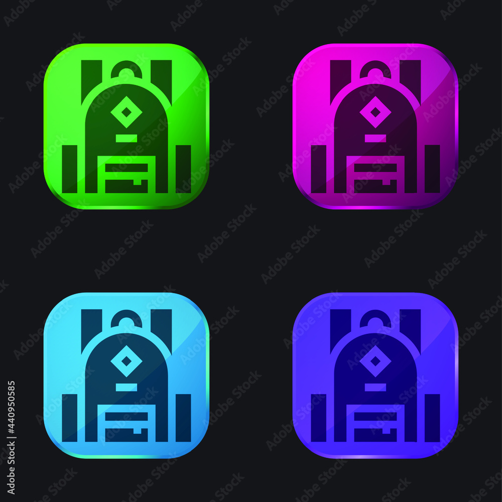 Backpack four color glass button icon