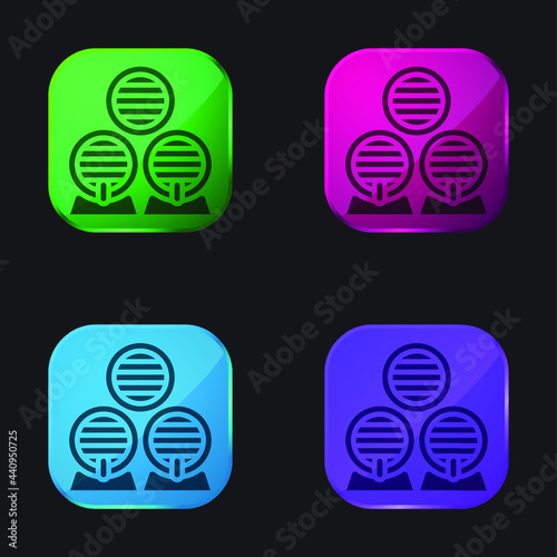 Barrel four color glass button icon