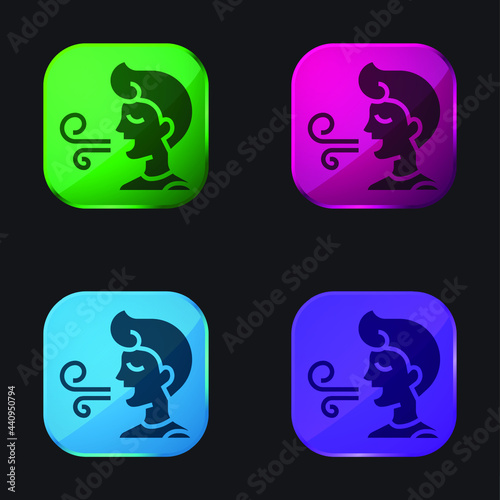 Bad Breath four color glass button icon