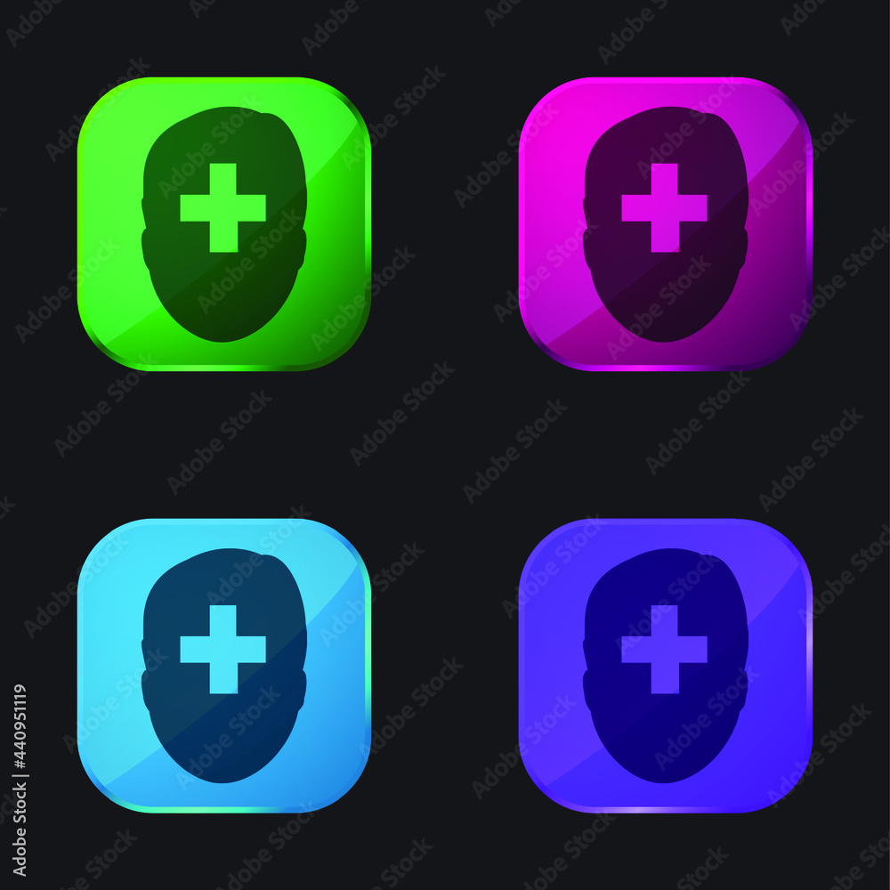 Add Profile User four color glass button icon Add Profile User four color glass button icon