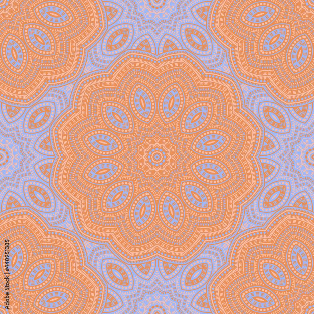 Orange blue geomertic seamless pattern vector graphic desgin