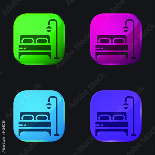 Bed four color glass button icon