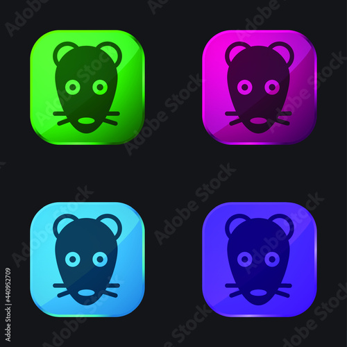 Animal Face four color glass button icon