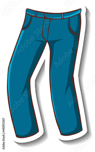 A sticker template with casual trousers jeans isolated
