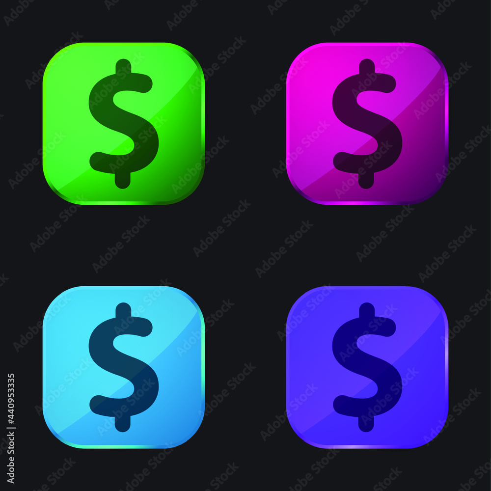 Big Dollar Sign four color glass button icon Big Dollar Sign four color glass button icon