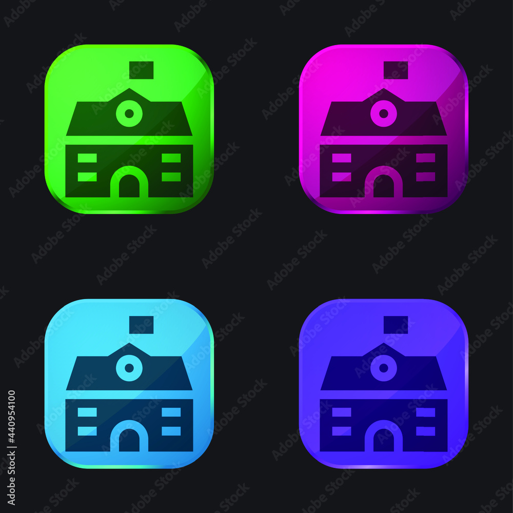 Big House four color glass button icon Big House four color glass button icon