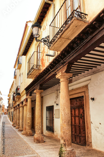 Majestic and old stone houses through the streets of Alcaraz, Castile-la Mancha community, Spain