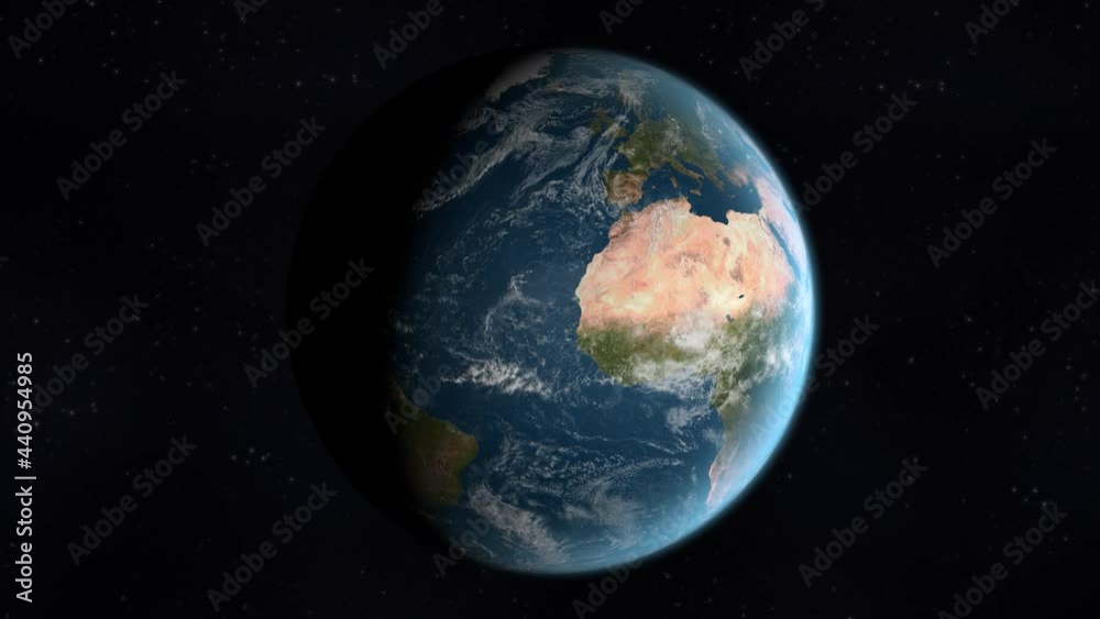 Earth rotating while viewing Europe and Africa by day, 4K resolution and NTSC Earth rotating while viewing Europe and Africa by day, 4K resolution and NTSC