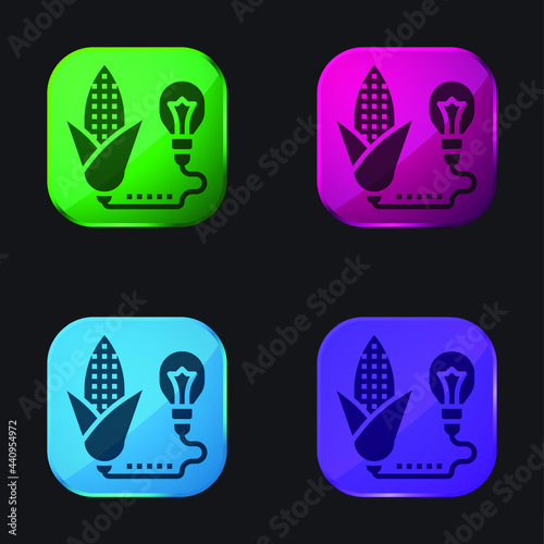 Biomass four color glass button icon
