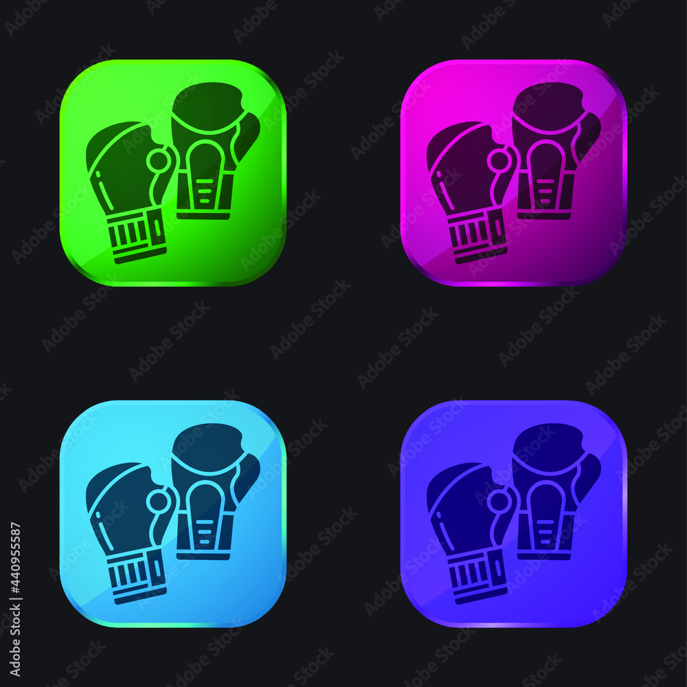 Fototapeta premium Boxing Gloves four color glass button icon
