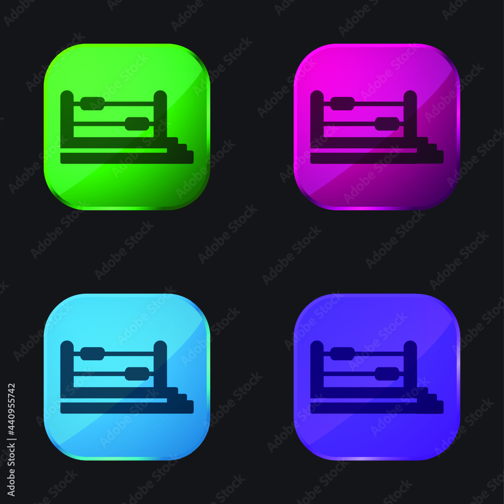 Boxing Ring four color glass button icon Boxing Ring four color glass button icon