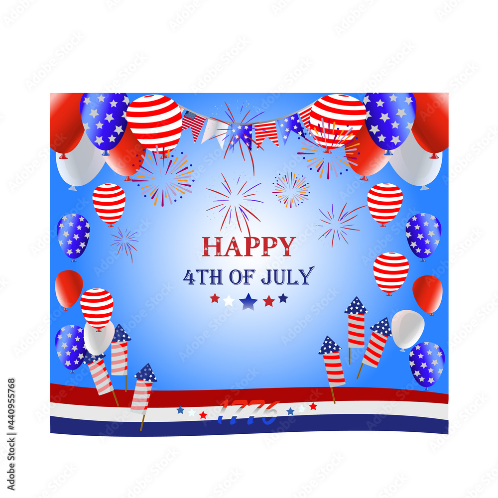 Obraz premium 4th of July, Happy Independence Day Banner Vector illustration