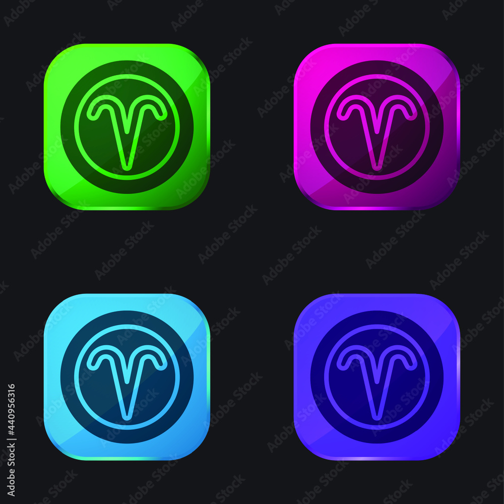 Aries four color glass button icon Aries four color glass button icon