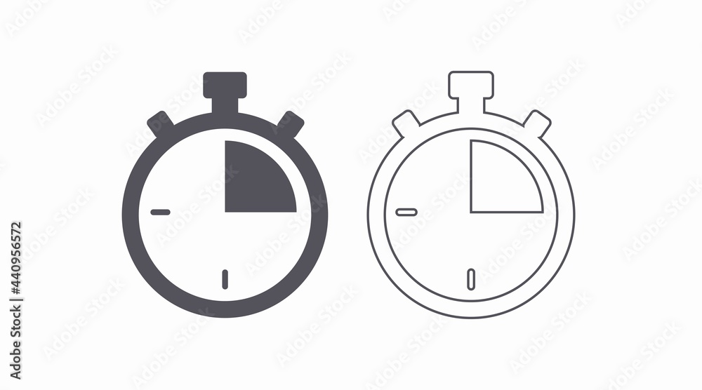 Vector Isolated Illustrations of a Clock. Black and White Time Icon, Chronometer Icon Set Vector Isolated Illustrations of a Clock. Black and White Time Icon, Chronometer Icon Set