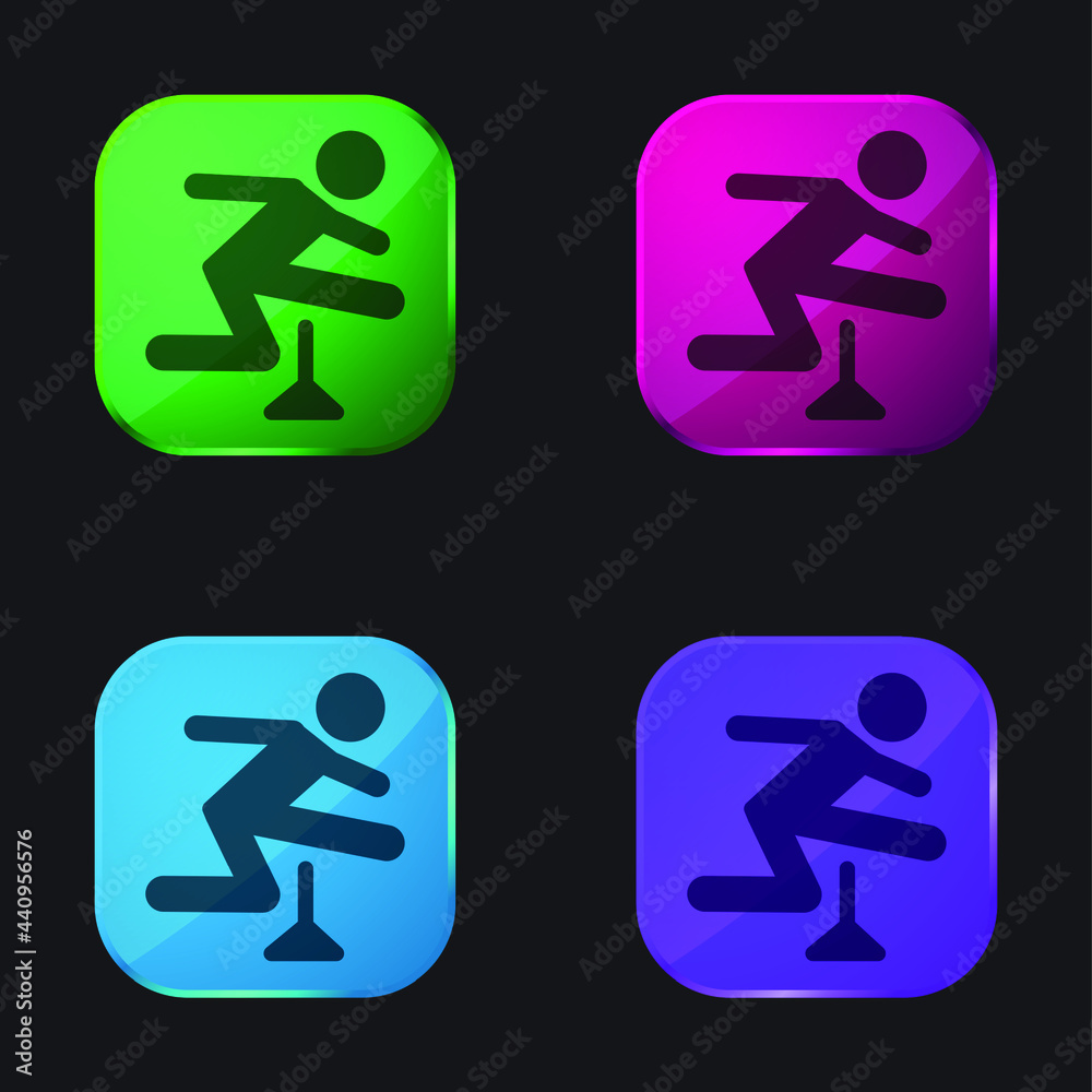 Athlete Jumping Silhouette four color glass button icon Athlete Jumping Silhouette four color glass button icon