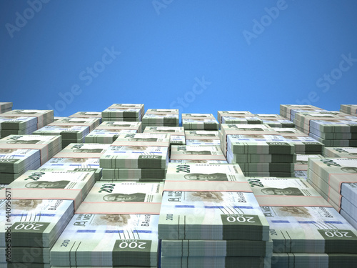 Mexican money. Mexican peso banknotes. 200 MXN pesos bills.