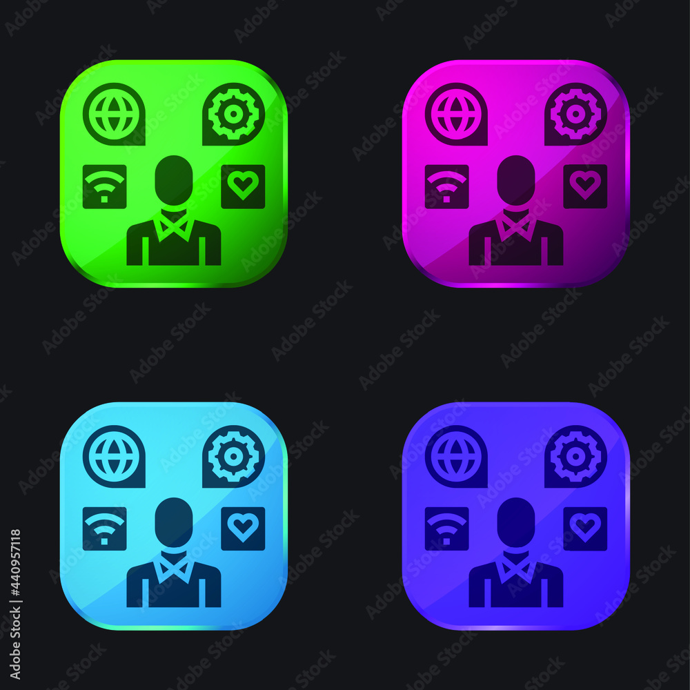 Application four color glass button icon Application four color glass button icon