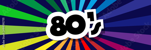 Eighties on radial stripes background	