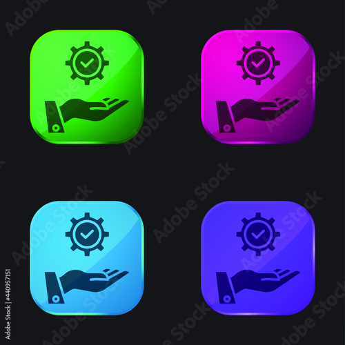 Application four color glass button icon