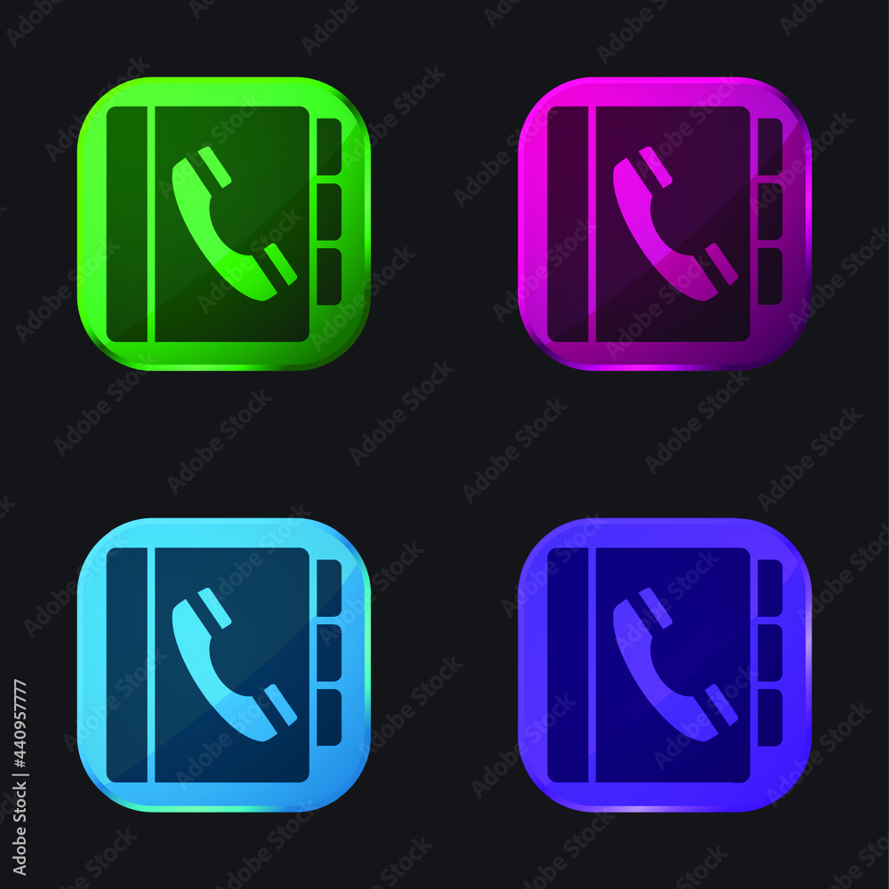 Agenda four color glass button icon Agenda four color glass button icon
