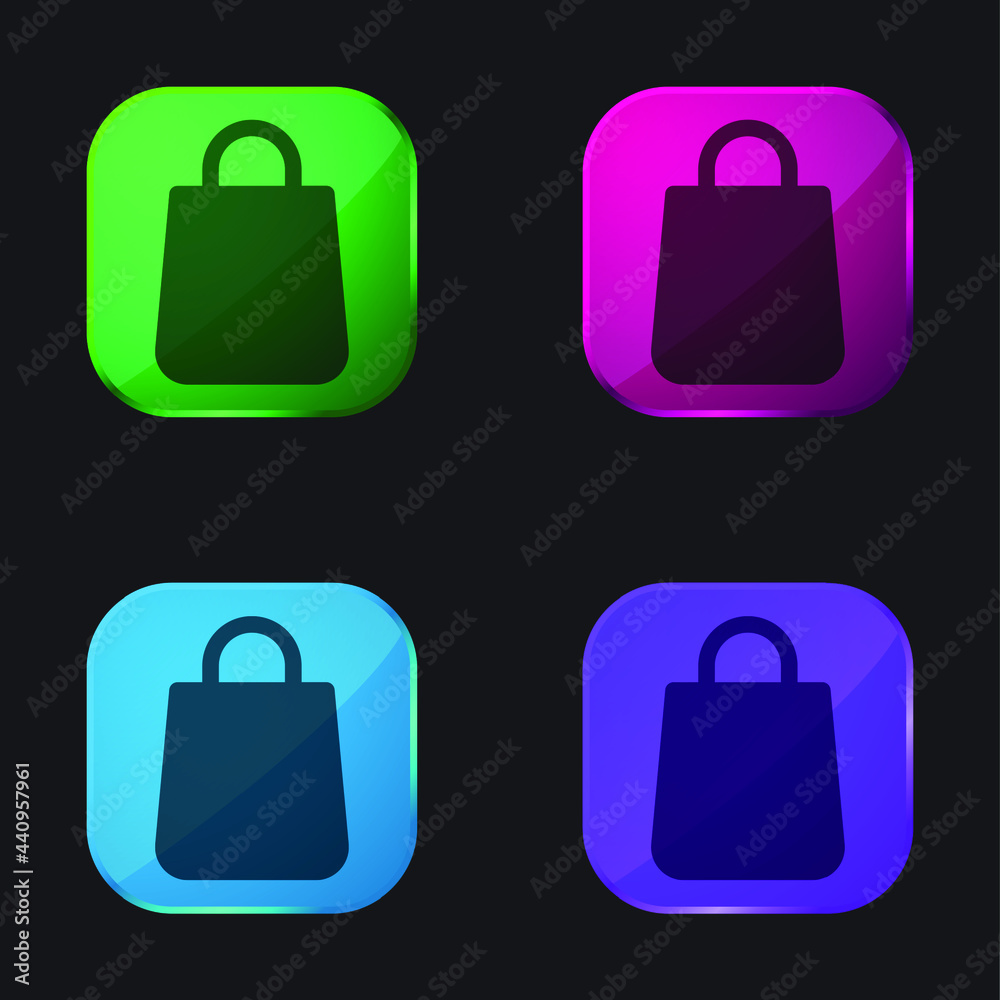 Bag four color glass button icon Bag four color glass button icon